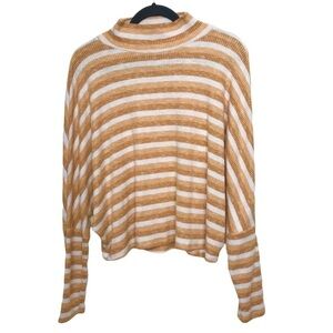 Abound Orange Tan Stripe Mock Neck Sweater Knit XL